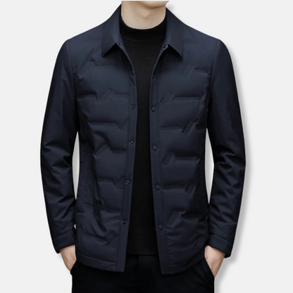 Herrjacka – Slim Fit – Vadderad Quiltad – Vattenavvisande – Knapplåsning – Höftlängd