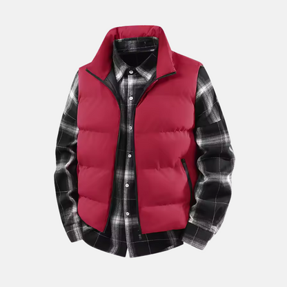 Herrväst – Vadderad Puffer – Regular Fit – Ståkrage – Quiltad Ytterväst