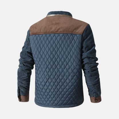 Herrjacka quiltad – normal passform – diamantmönster – kontrastdetaljer – dragkedjefickor