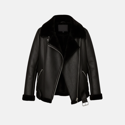 Damjacka Motorcykelmodell – Lös Passform – Fuskpälsfodrad – Asymmetrisk Dragkedja – Midjebälte