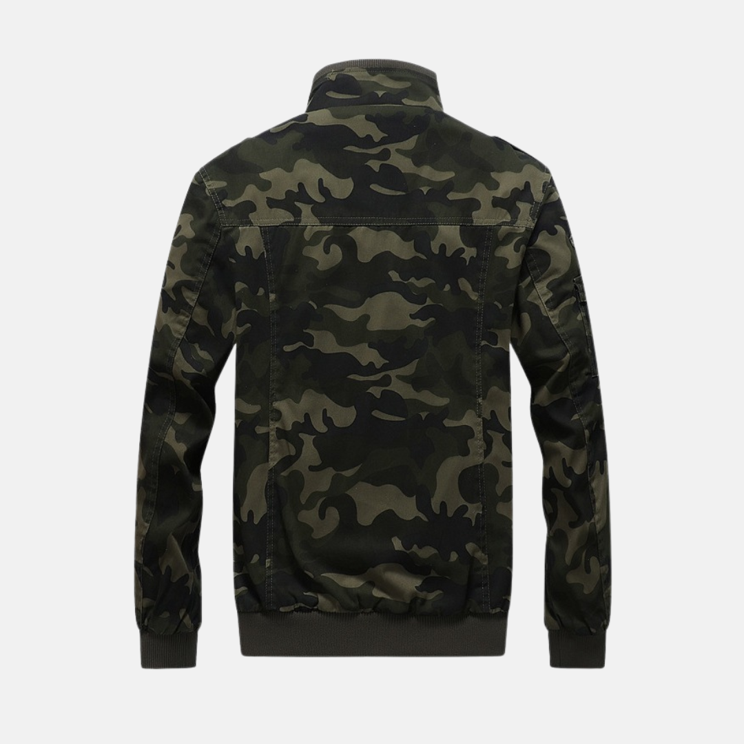 Herr Bomberjacka – Standard Passform – Camouflage – Ribbade Muddar – Knappfickor