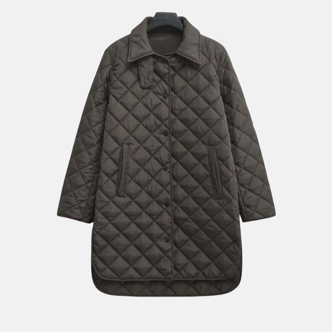 Damjacka Quiltad – Avslappnad Passform – Mellanlång – Diamantmönster – Vadderad