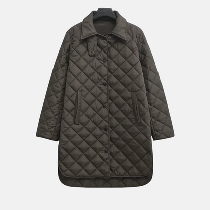 Damjacka Quiltad – Avslappnad Passform – Mellanlång – Diamantmönster – Vadderad