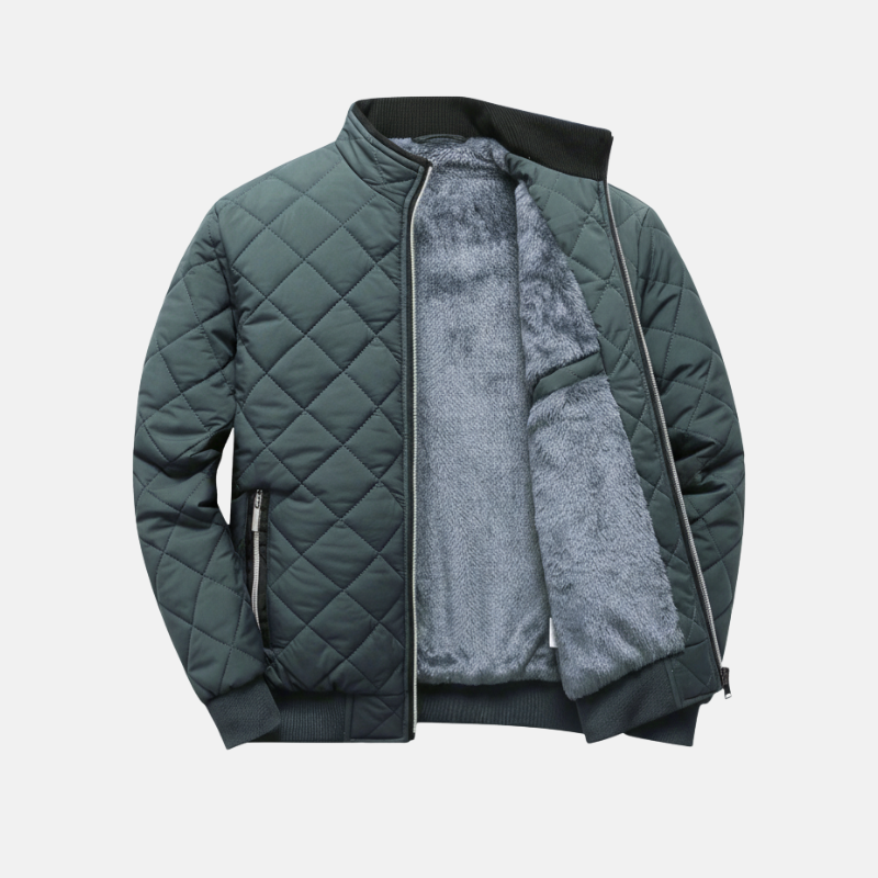 Herr Bomberjacka – Kviltad Design – Mjuk Fleecefoder – Ribbad Kant – Dragkedja