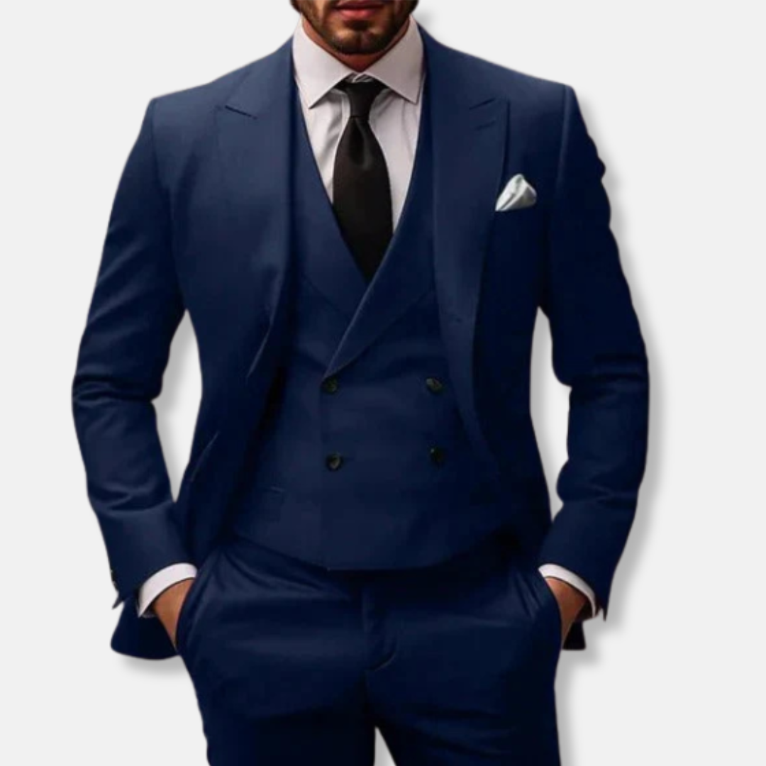 Herrkostym 3-delad – Slim Fit – Ullblandning – Kavaj Väst Byxa