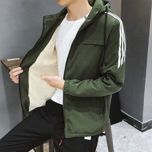 Herrjacka – Vindjacka med Huva – Mjukfodrad – Regular Fit – Dragkedja – Sportig Stil