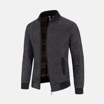 Herr Bomberjacka – Quiltat Tyg – Normal Passform – Ribbade Kanter – Hel Dragkedja