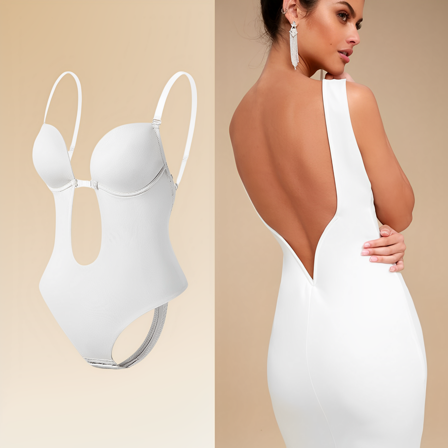 Dam Bodysuit – Slim Fit – Justerbara Band – Rygglös – Utskuren Front – Stretchig Passform