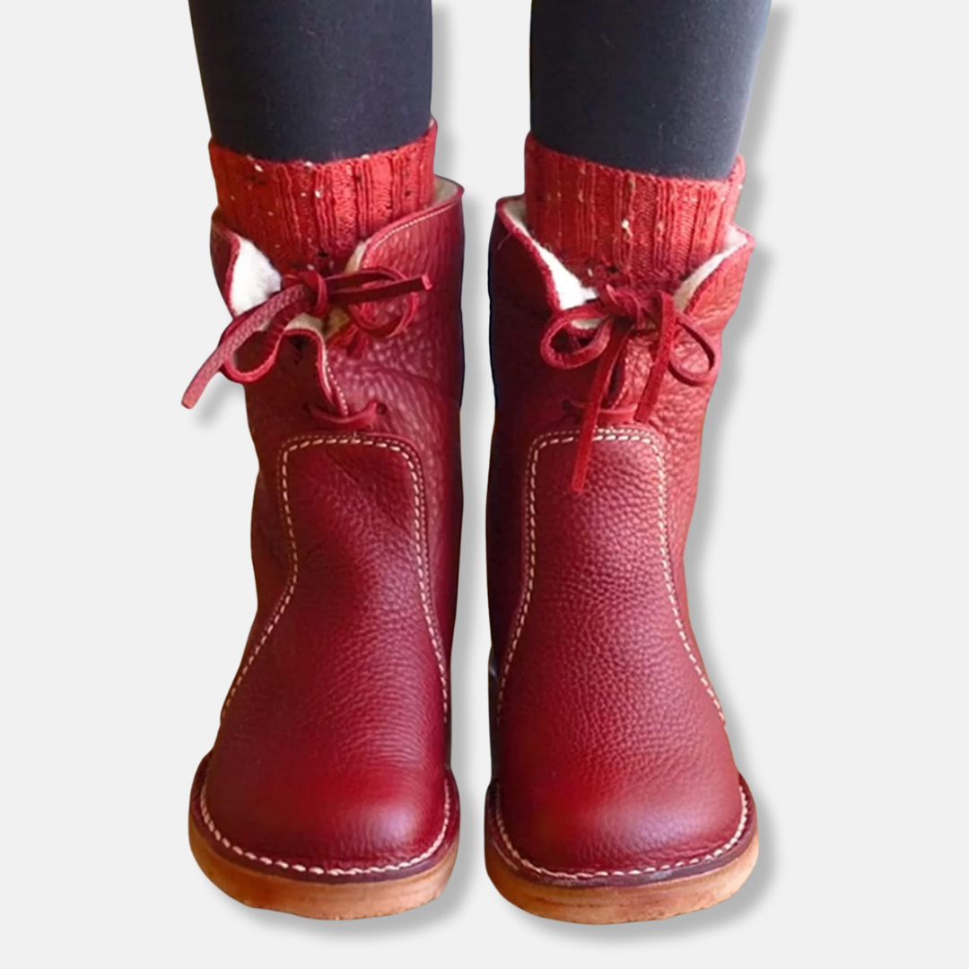 Damstövletter – Skinnöverdel – Varmfodrade – Snörning – Bekväm Passform