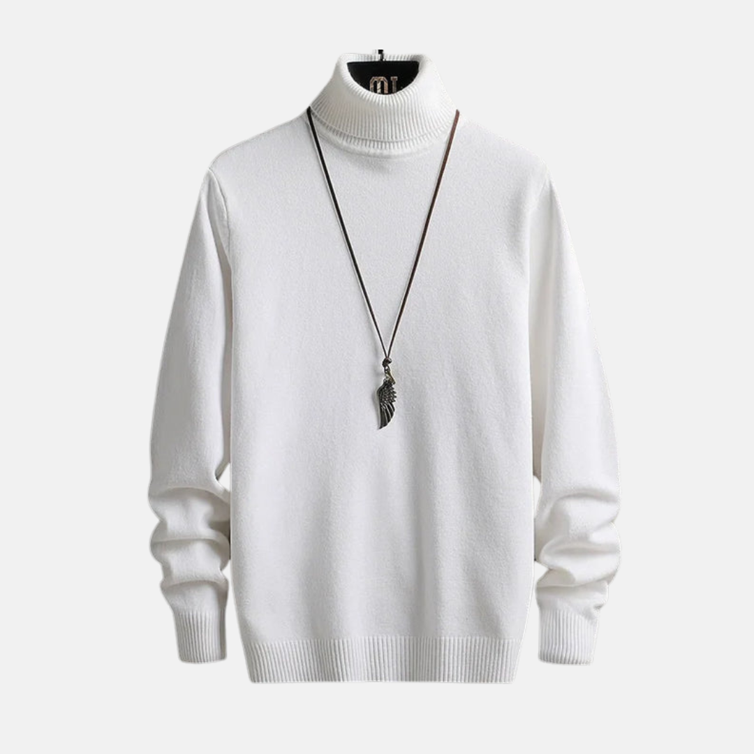 Herrpolotröja – Slim Fit – Finstickad Ull – Ribbad Kant och Manschett