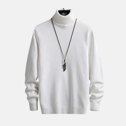 Herrpolotröja – Slim Fit – Finstickad Ull – Ribbad Kant och Manschett