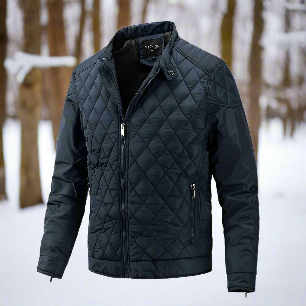 Herrjacka quiltad – Slim fit – Lätt vadderad – Hög krage – Dragkedjefickor