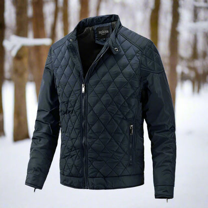Herrjacka quiltad – Slim fit – Lätt vadderad – Hög krage – Dragkedjefickor