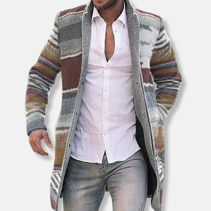 Markus Ull Oversized Kappa | Randigt Mönster Varm Kappa