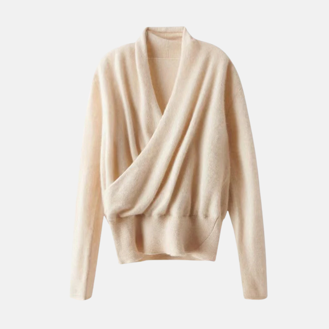 Damtröja – Omlottmodell – Avslappnad Passform – Lång Ärmlängd – Ribbad Midja