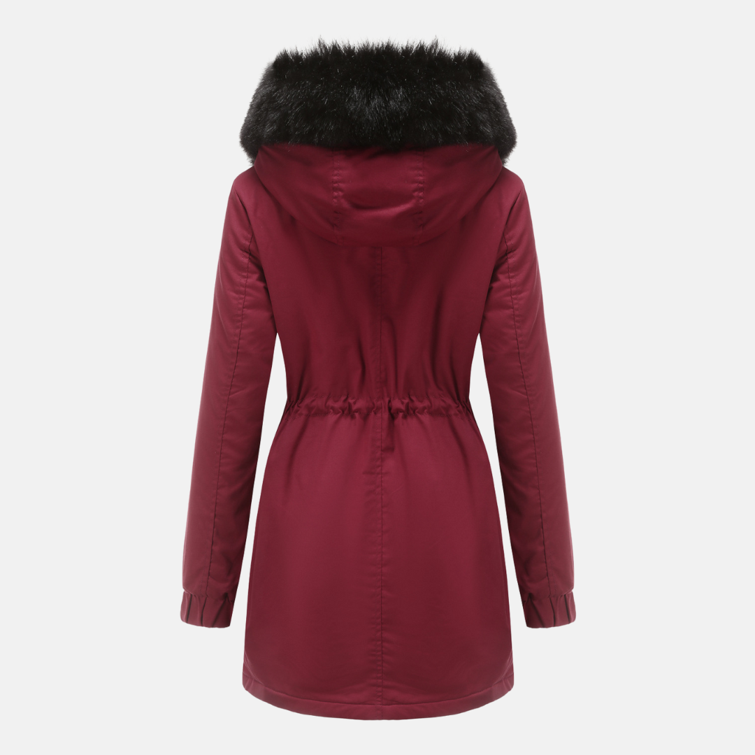Damparkas – Lång Modell – Justerbar Midja – Fuskpälsfodrad Huva – Vindskydd