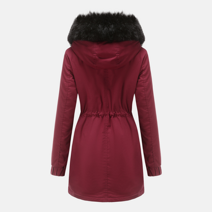 Damparkas – Lång Modell – Justerbar Midja – Fuskpälsfodrad Huva – Vindskydd