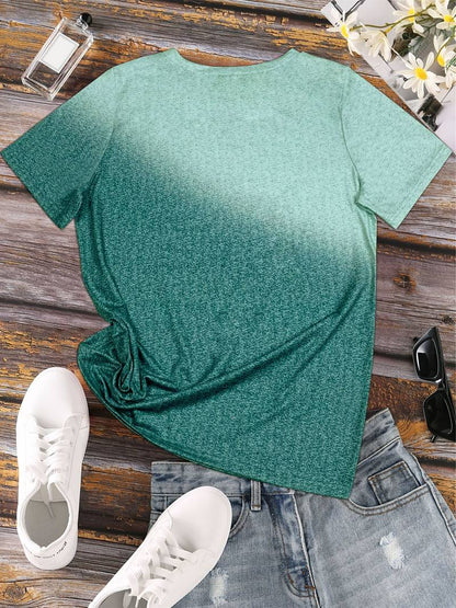 Dam T-shirt - Rundhals - Kortärmad - Fjäril & Hjärtmotiv - Bekväm Vardagströja