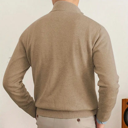 Herrtröja med halv dragkedja – 100% bomull – Regular fit – Ribbad kant – Smart casual