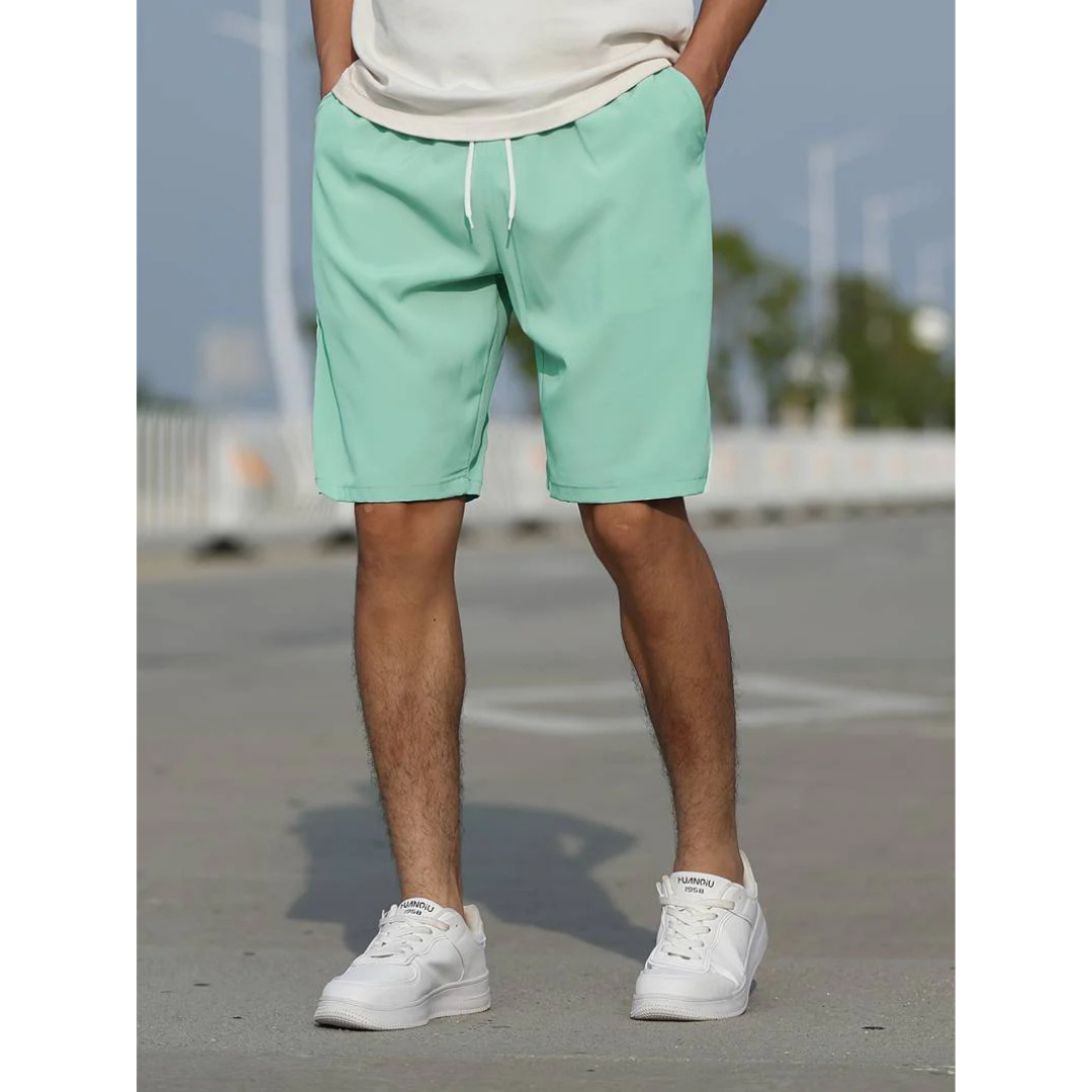 Herrshorts – Avslappnad Passform – Andningsbart Tyg – Dragsko – Sidofickor