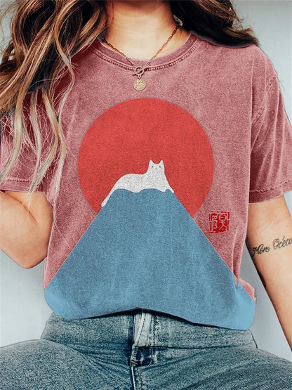 Dam T-shirt - Avslappnad Passform - Rund Hals - Kort Ärm - Grafiskt Tryck