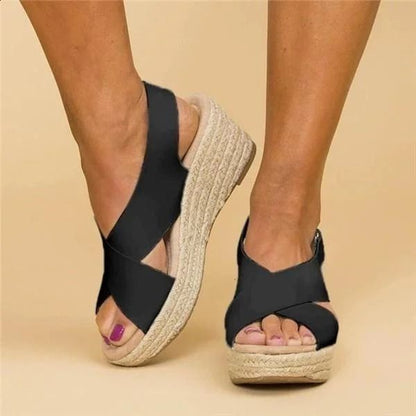 Women’s Wedge Espadrille Sandals with Adjustable Straps and Cushioned Sole