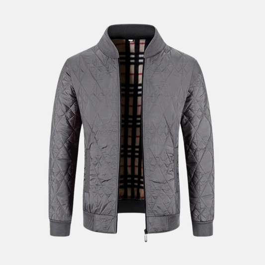 Herr Bomberjacka – Quiltat Tyg – Normal Passform – Ribbade Kanter – Hel Dragkedja