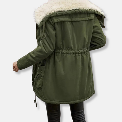 Damparkas – Medellång Passform – Justerbar Midja – Fuskpälskantad Huva – Flera Fickor