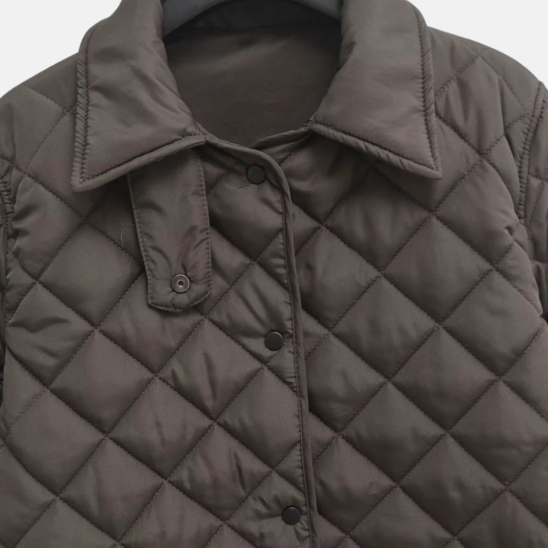 Damjacka Quiltad – Avslappnad Passform – Mellanlång – Diamantmönster – Vadderad