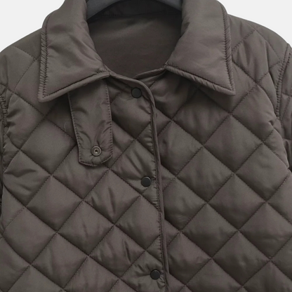 Damjacka Quiltad – Avslappnad Passform – Mellanlång – Diamantmönster – Vadderad