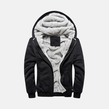 Herr Jacka - Mjuk Stickad Yttersida - Huva - Relaxed Fit - Höftlång