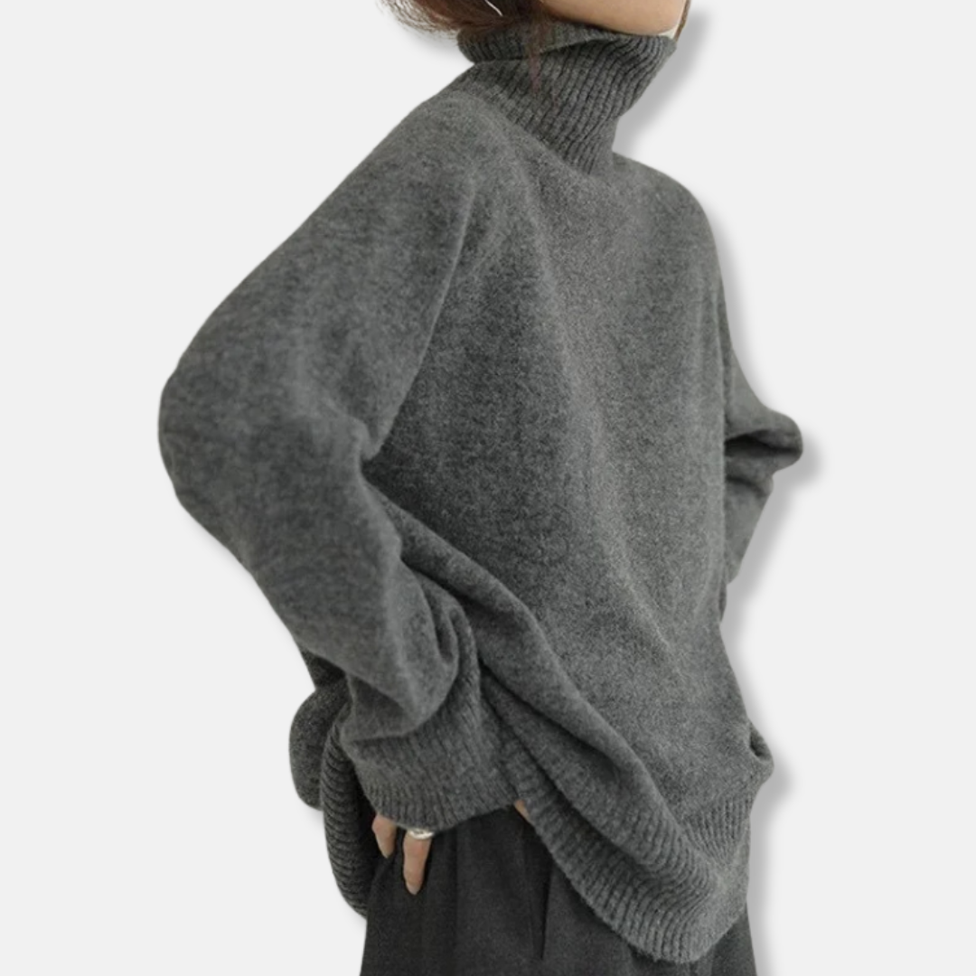 Damtröja med polokrage – Avslappnad passform – Ribbstickad – Höftlängd