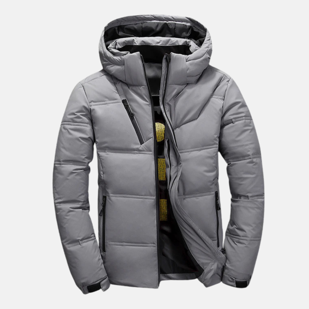 Herr Pufferjacka – Vattenavvisande – Regular Fit – Huva – Quilted – Dragkedjefickor