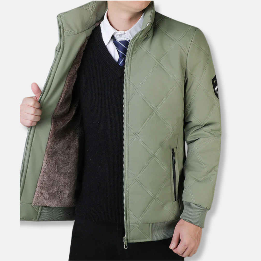 Herrjacka Quiltad – Regular fit – Ståkrage – Dragkedja – Ribbad mudd – Isolerad