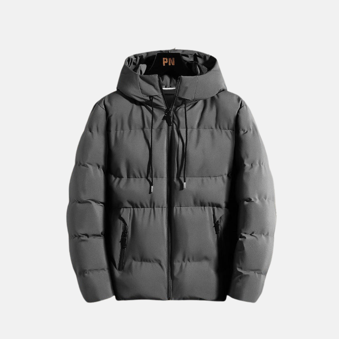 Herr Hooded Jacka – Slim Fit – Vadderad Quiltad – Fodrad med Bomull – Dragkedja