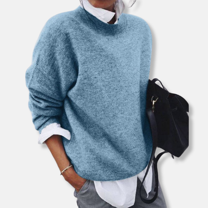 Damtröja – Mjukstickad – Avslappnad Passform – Lång Ärmslut – Rund Halsringning