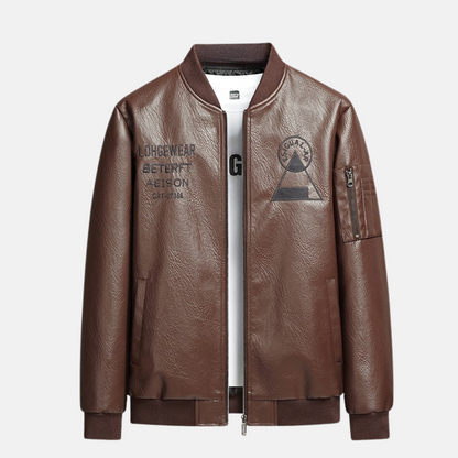 Herr Bomberjacka – Konstläder – Broderad Rygg – Ribbade Muddar och Fåll