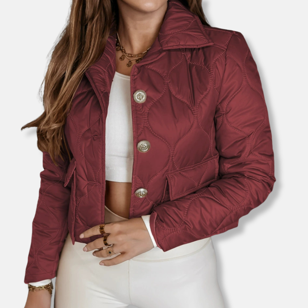 Damjacka – Quiltad Design – Lättvadderad – Kort Passform – Skjortkrage – Knäppning Fram