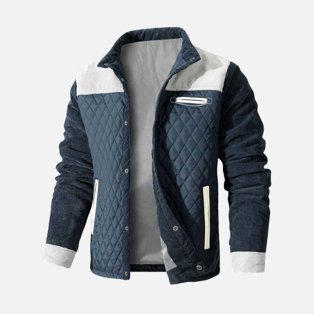 Herrjacka quiltad – normal passform – diamantmönster – kontrastdetaljer – dragkedjefickor