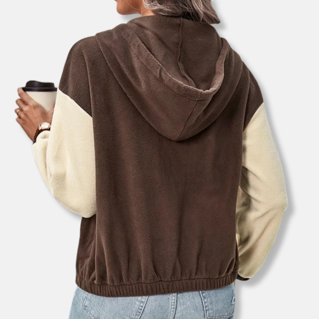 Dam Hoodie – Fleecefodrad – Avslappnad Passform – Dragkedja – Randig Design