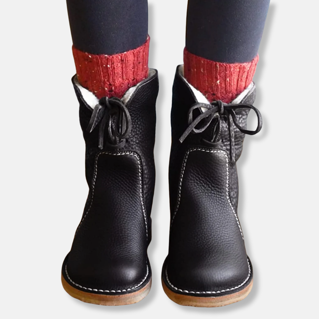 Damstövletter – Skinnöverdel – Varmfodrade – Snörning – Bekväm Passform