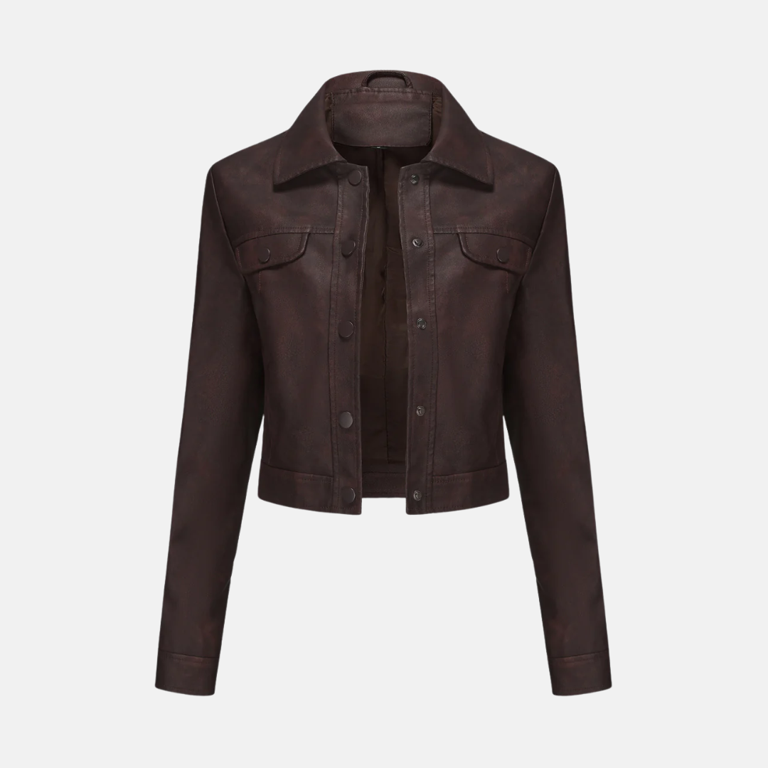 Damjacka – Kort Modell – Figursydd Passform – Pointkrage – Tryckknappar – Bröstfickor