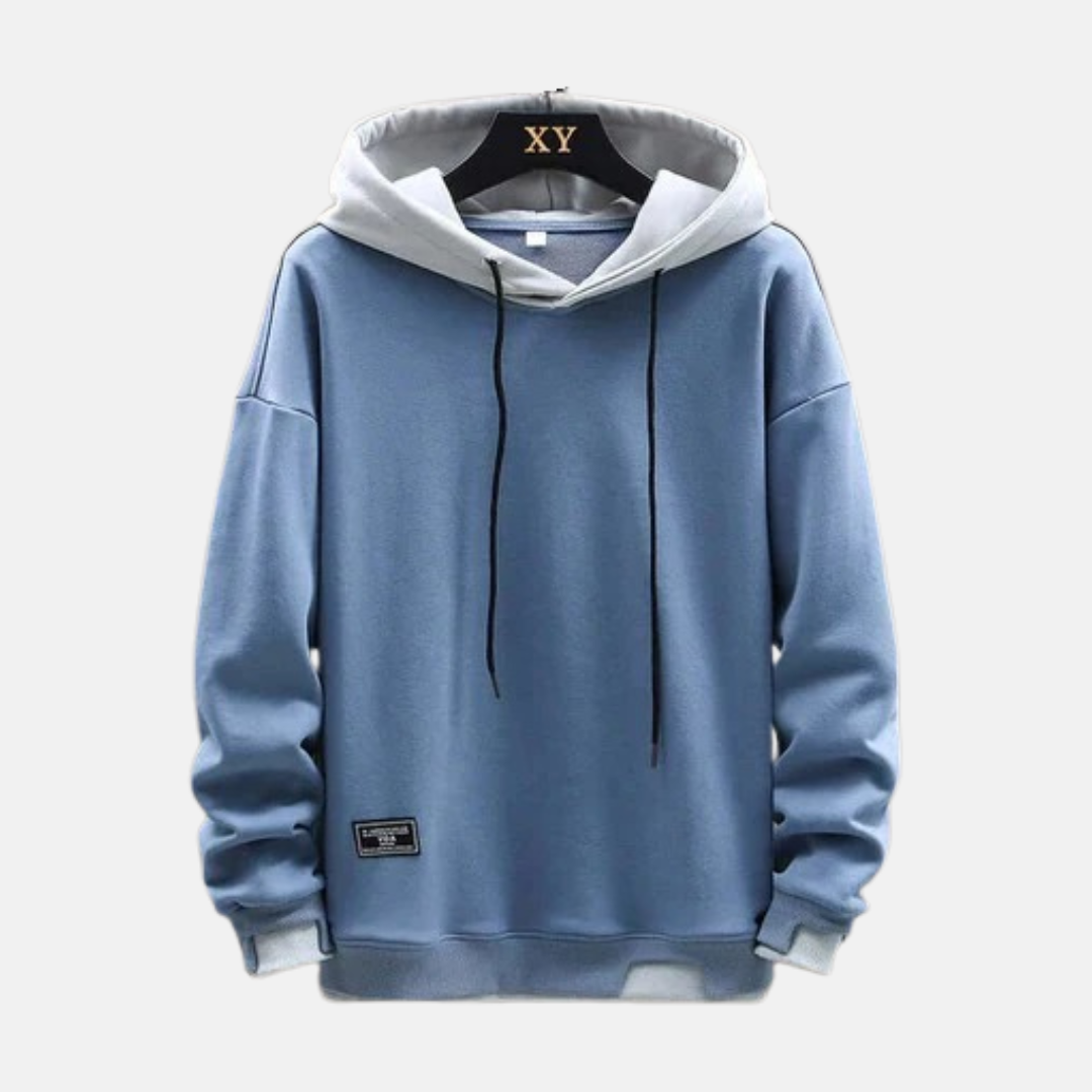 Herrhoodie – Oversize Passform – Dubbellager Huvud – Ribbad Kant & Dragsko