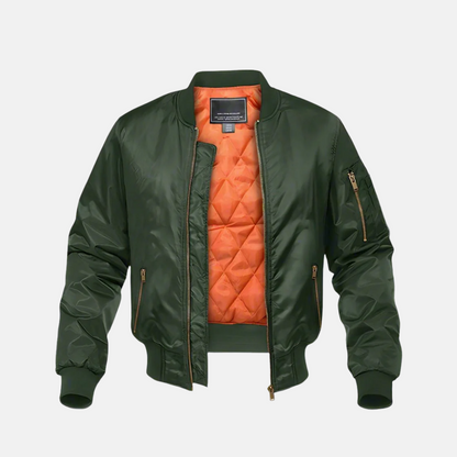 Herr Bomber Jacka – Regular Fit – Quiltat Foder – Ribbad Kant – Zippade Fickor