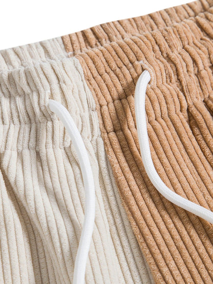 Herrshorts - Tvåfärgad Design - Ribbstruktur - Elastisk Midja med Dragsko - Bekväma
