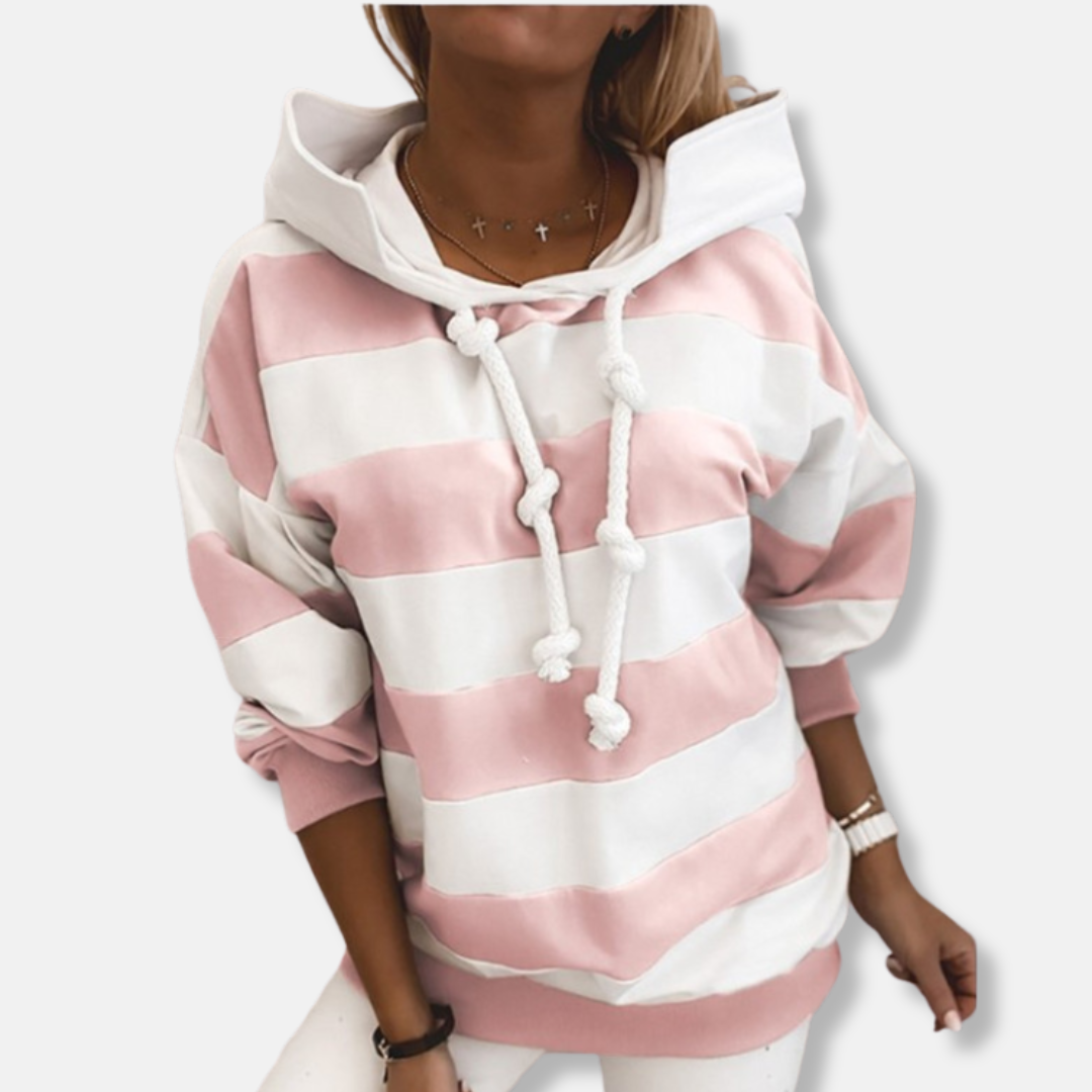 Dam Hoodie – Oversized Passform – Bomullsblandning – Randig Design