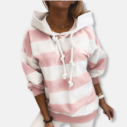 Dam Hoodie – Oversized Passform – Bomullsblandning – Randig Design
