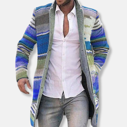 Markus Ull Oversized Kappa | Randigt Mönster Varm Kappa