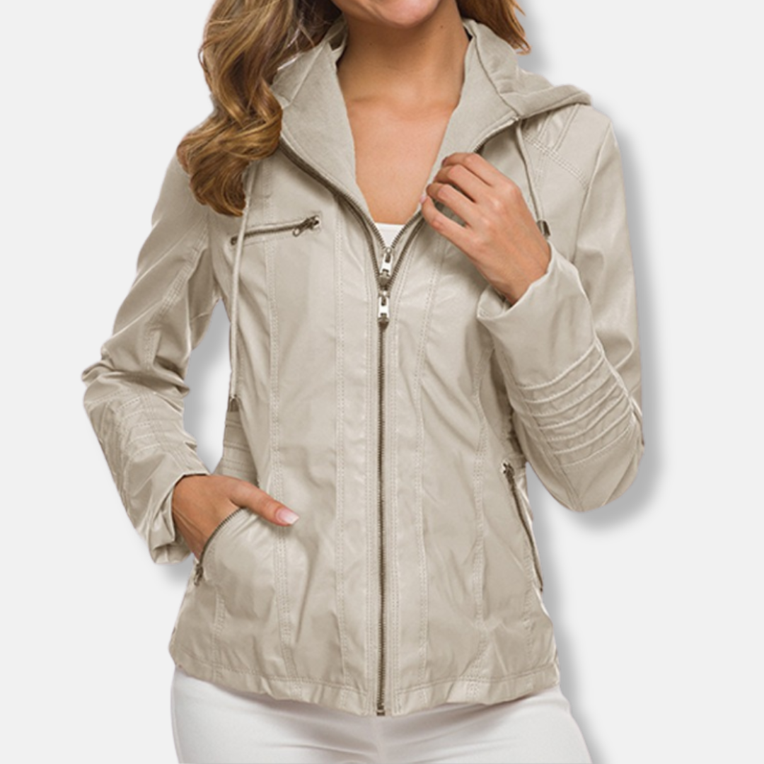 Damjacka – Slim Fit – Skinnimitation – Huva – Dragkedjefickor – Midjelängd