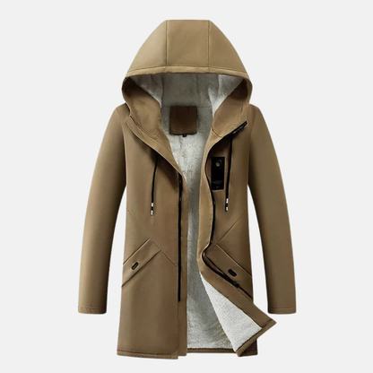 Herrjacka med Huva – Vindskyddad – Fleecefodrad – Medellång – Normal Passform